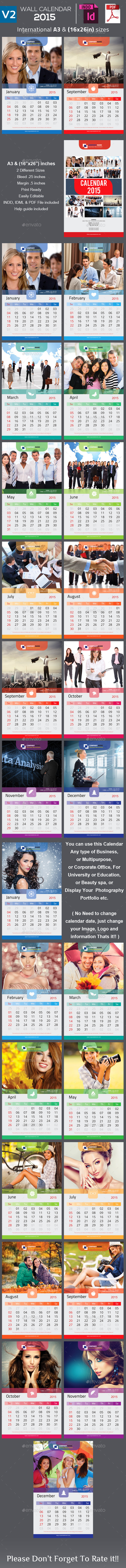 Clean Wall Calendar 2015 V2 - Calendars Stationery