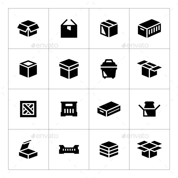 Set Icons of Box - Man-made objects Objects