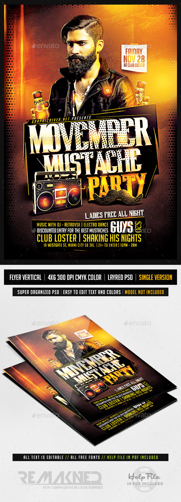 Movember Mustache Party | Flyer Template PSD - Flyers Print Templates