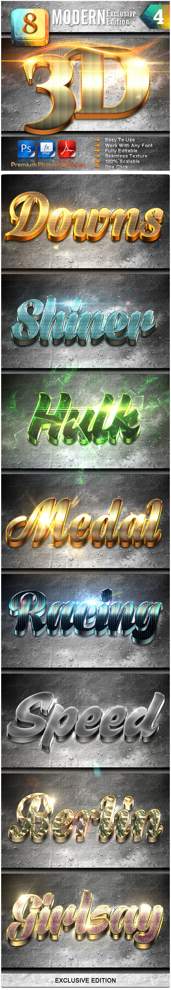 8 Modern 3D Exclusive Edition Vol.4 - Text Effects Styles