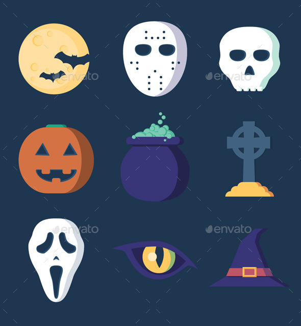 Clean Flat Halloween Set - Halloween Seasons/Holidays