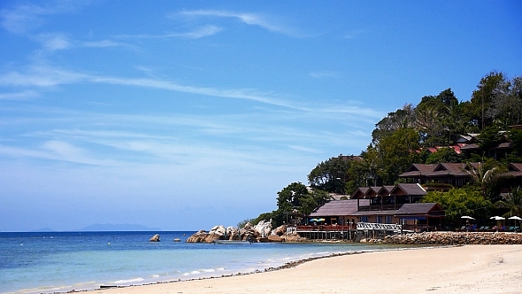 Tropical Paradise Beach with Bungalows alt