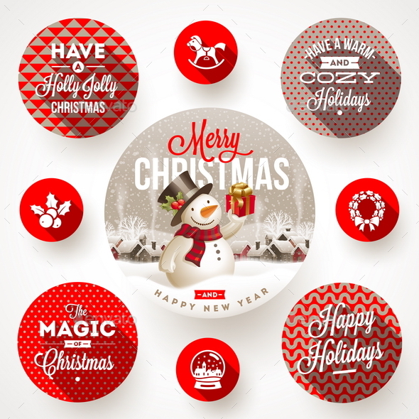 Set of Christmas Greeting Design and Flat Icons - Christmas Seasons/Holidays