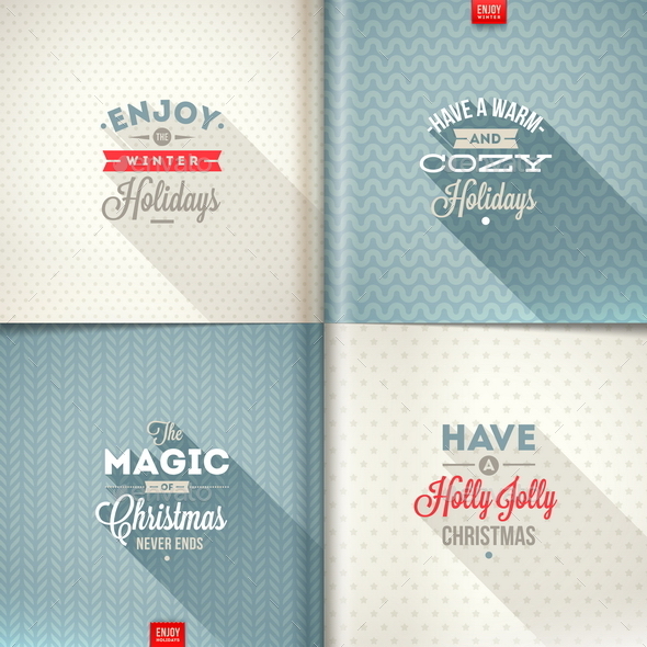 Set of Christmas Type Design with Long Shadow - Christmas Seasons/Holidays