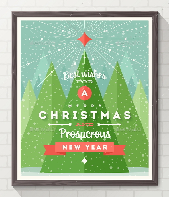 Frame with Flat and Type Design Christmas Poster - Christmas Seasons/Holidays