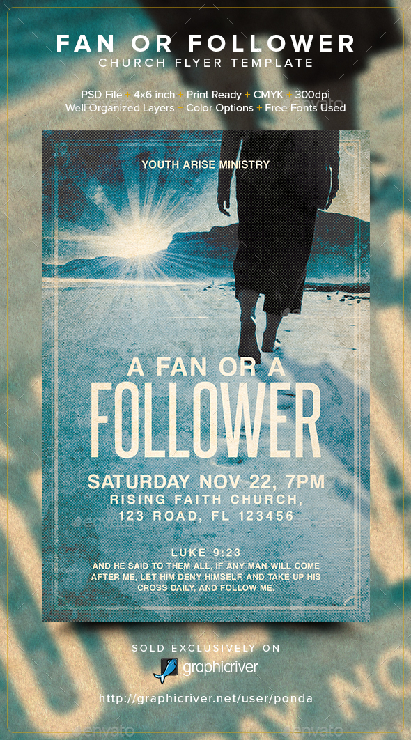 Fan or Follower Church Flyer Template - Church Flyers