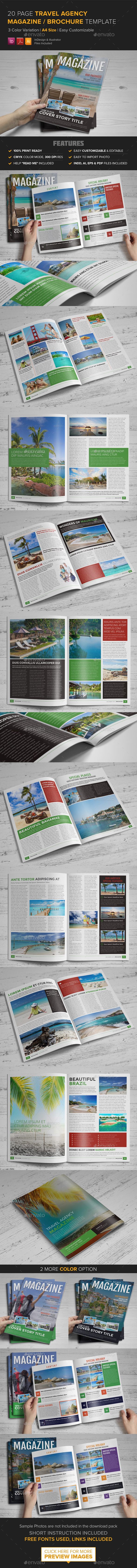 Travel Agency Magazine Brochure Template - InDesig - Magazines Print Templates