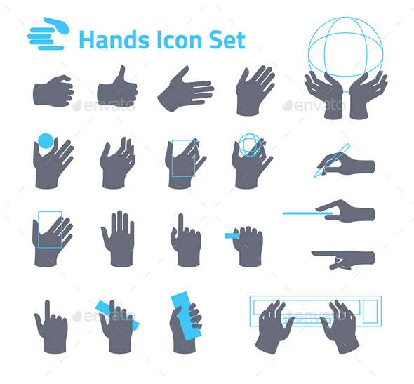 Hands Icon Set for Website or Application - Icons
