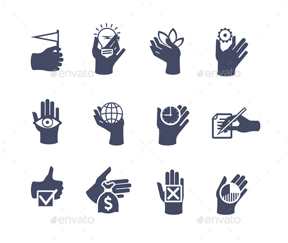 Hands Icon Set for Website or Application - Miscellaneous Icons