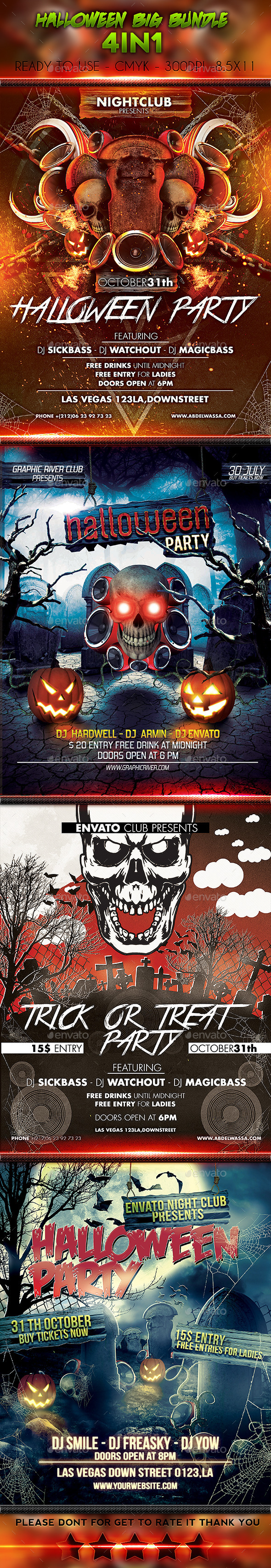 Halloween Big Bundle 4in1 - Events Flyers