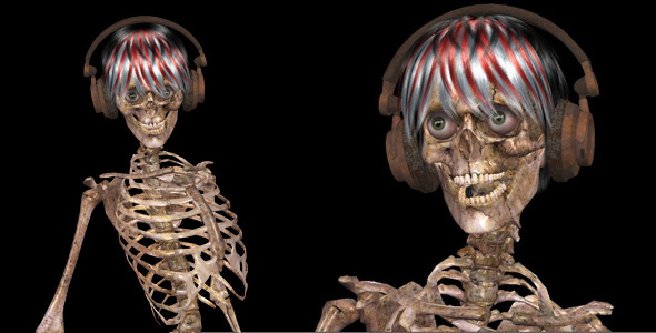 Female Skeleton Dancing In Headphones by VideoMagus | VideoHive