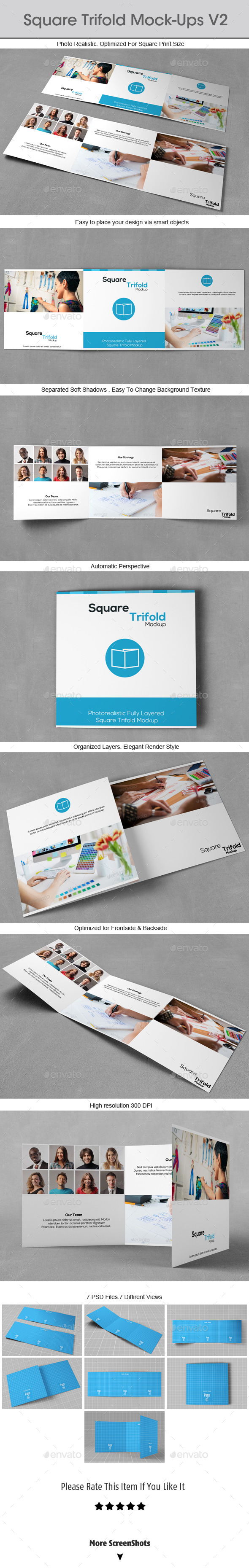 Square Trifold Mock-ups v2 - Brochures Print
