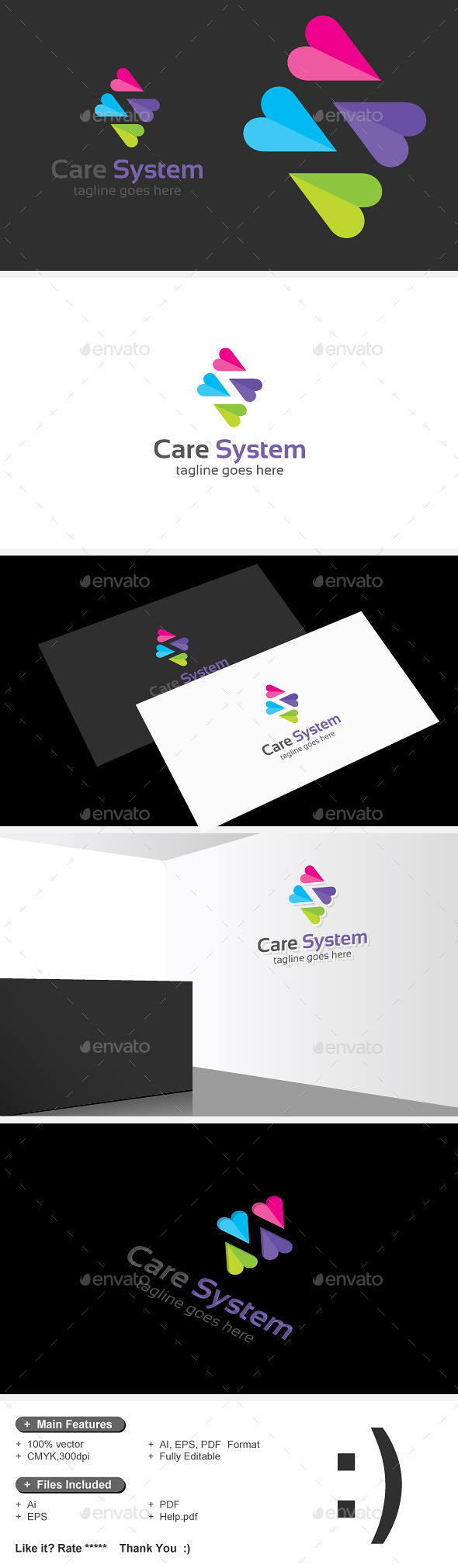 S Care & Heart Logo Template - Letters Logo Templates