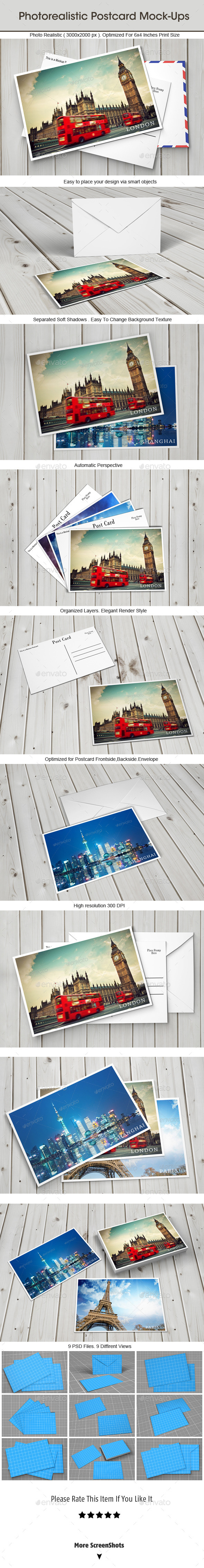 Photorealistic Postcard Mock-ups - Miscellaneous Print