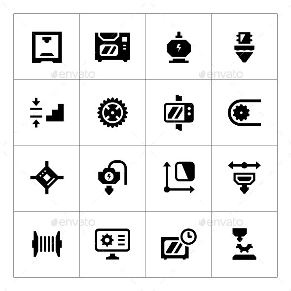 Set Icons of 3D Printing - Technology Icons