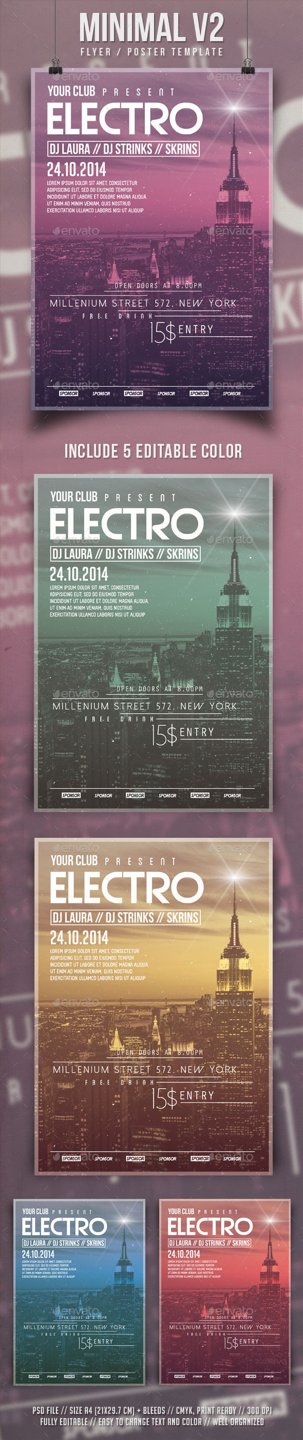 Minimal V2 Flyer Template - Clubs & Parties Events