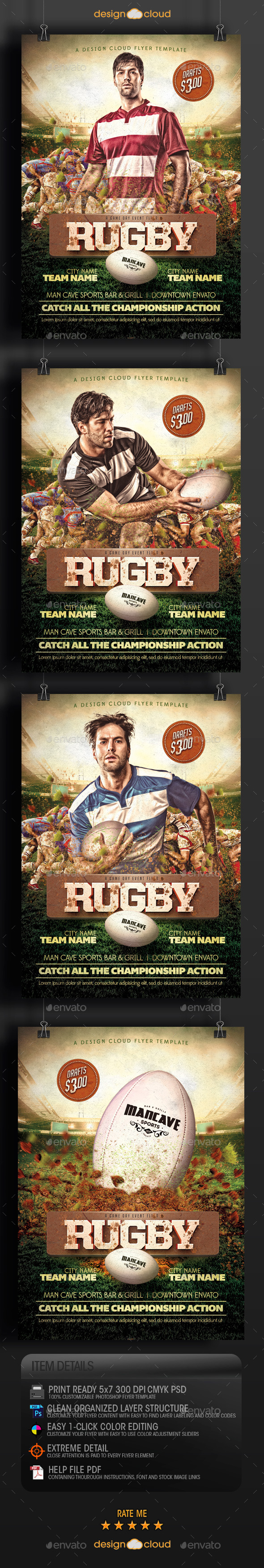 Rugby Game Day Flyer Template - Sports Events