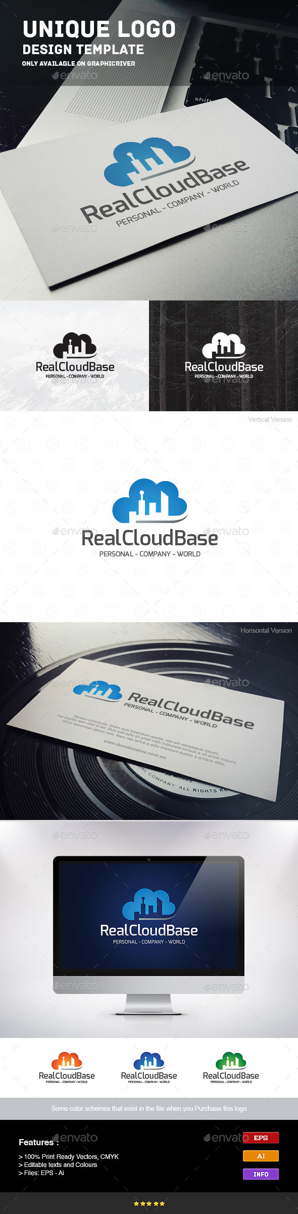 Real Estate Cloud Base - Buildings Logo Templates