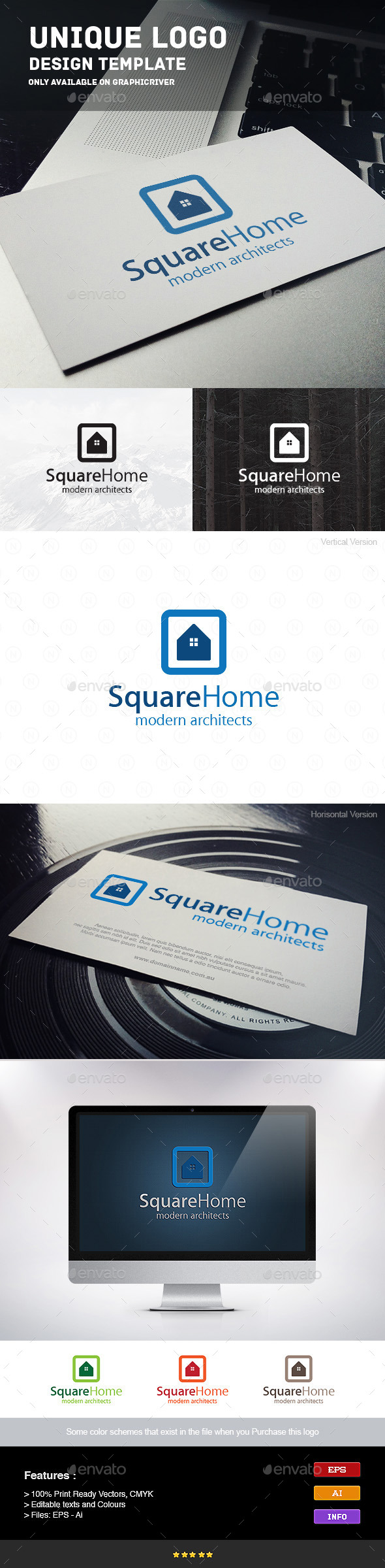 Square Home - Buildings Logo Templates