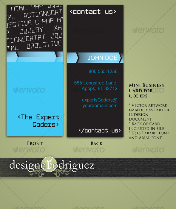 Mini Business Cards for Coders and Web Developers - Creative Business Cards