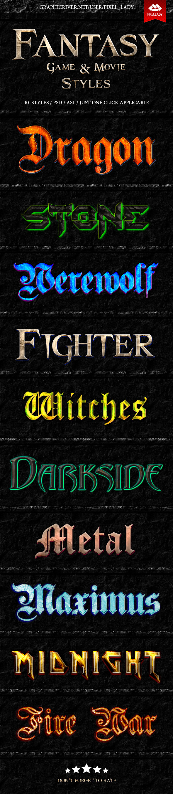 Fantasy Game and Movie Text Styles - Styles Photoshop