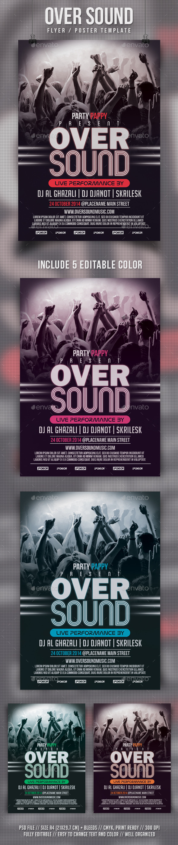 Oversound Flyer Template - Clubs & Parties Events