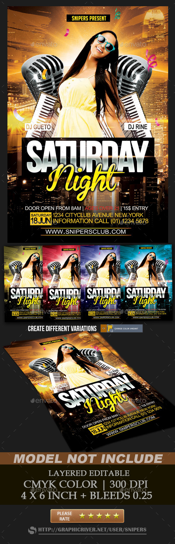Saturday Night Flyer - Clubs & Parties Events