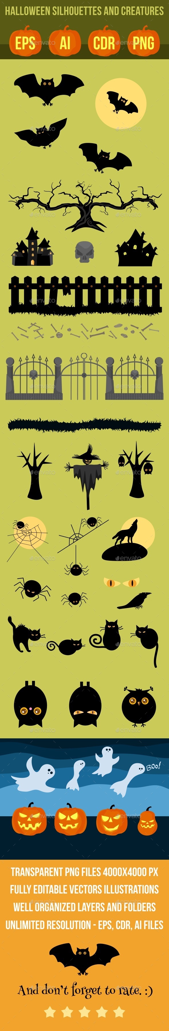 Halloween Vector Silhouettes and Creatures - Halloween Seasons/Holidays