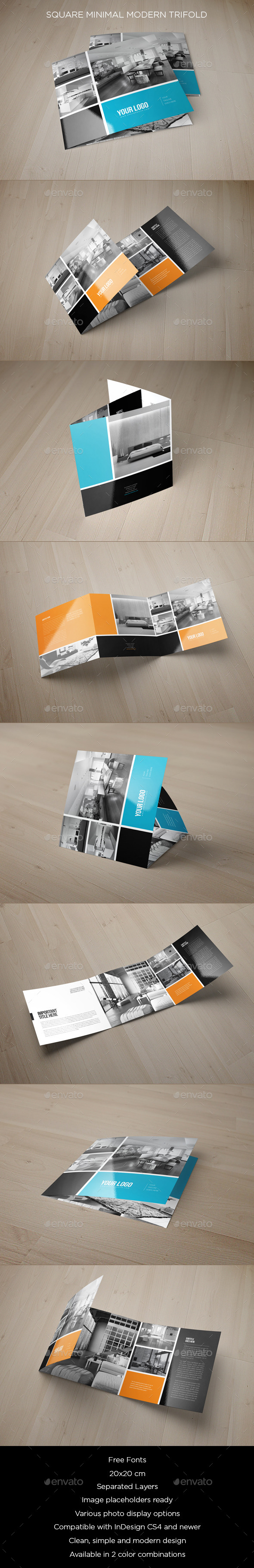Square Minimal Modern Trifold - Brochures Print Templates