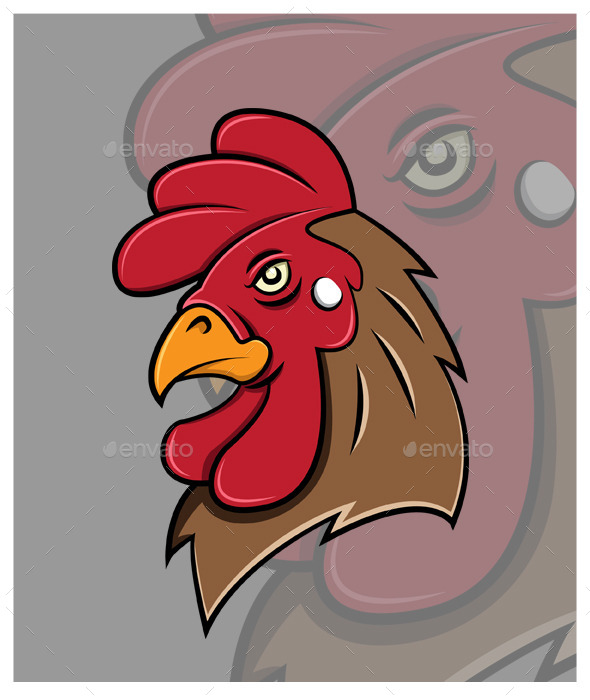 Rooster Head Vector - Animals Characters