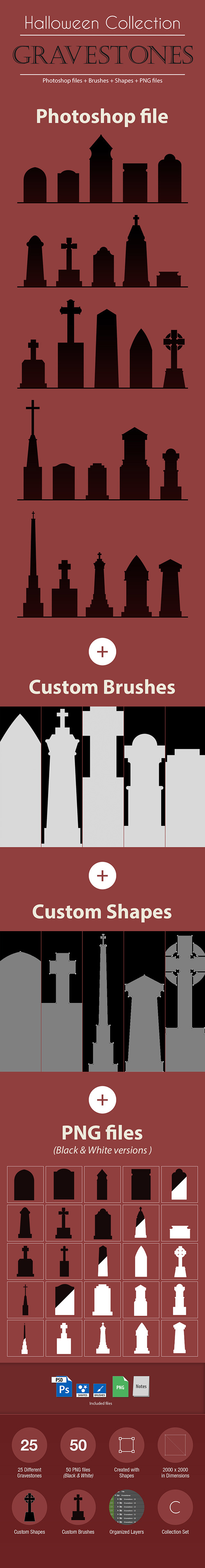 Halloween Collection - Gravestones - Photoshop Add-ons