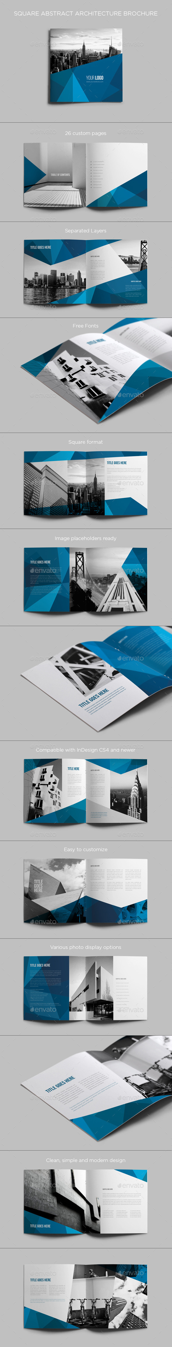 Square Abstract Architecture Brochure - Brochures Print Templates
