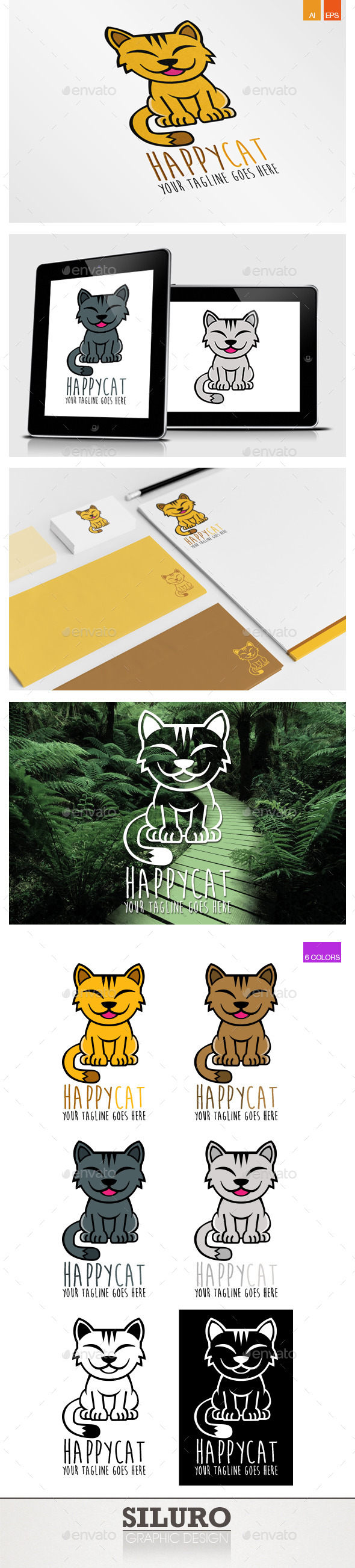 Happy Cat Logo - Animals Logo Templates