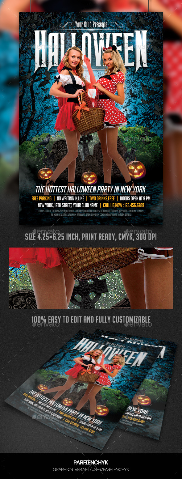 Sexy Halloween Party Flyer Template - Clubs & Parties Events