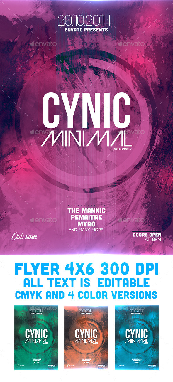 Cynic Minimal Flyer Template - Clubs & Parties Events