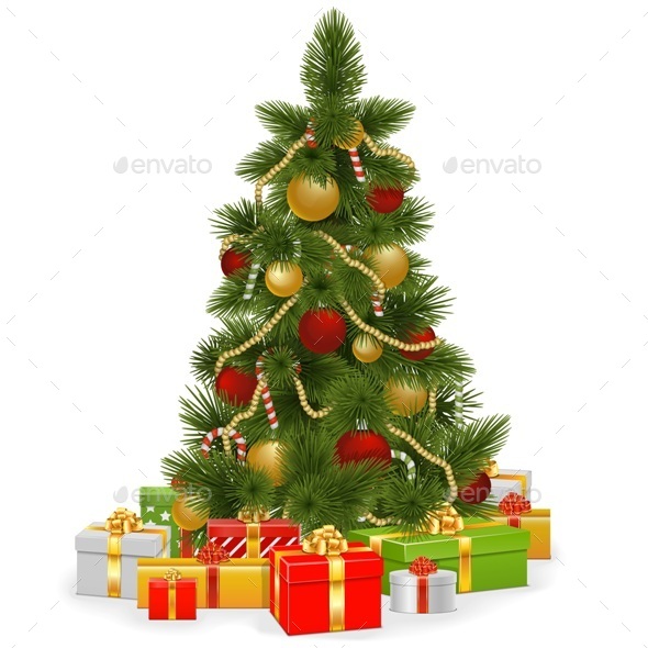 Christmas Tree with Gifts - Christmas Seasons/Holidays