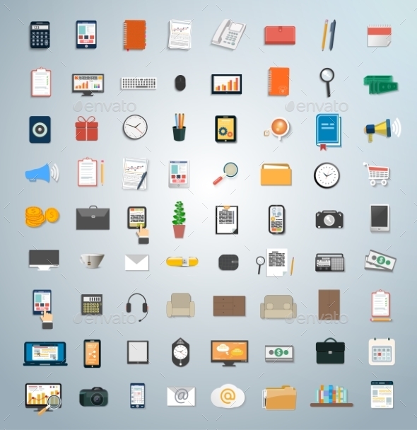 Set of Various Business Concept Items Icons - Concepts Business