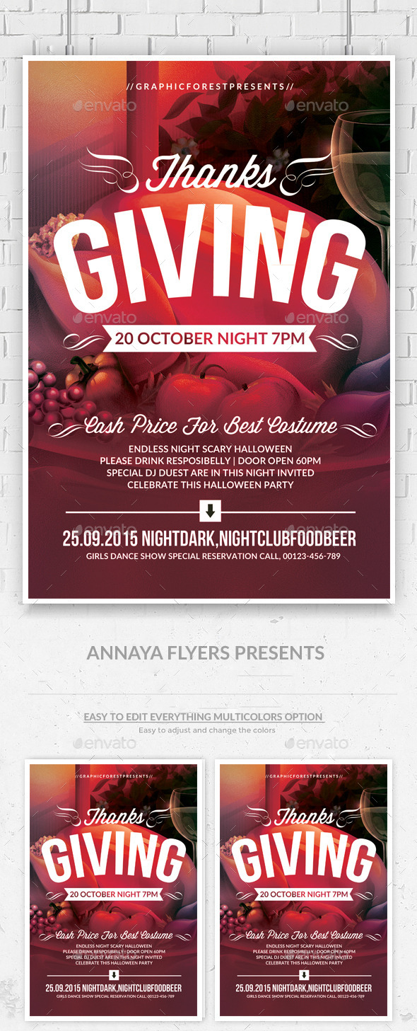 Thanks Giving Party Flyer Template - Clubs & Parties Events