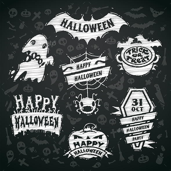 Chalk Halloween Labels - Halloween Seasons/Holidays