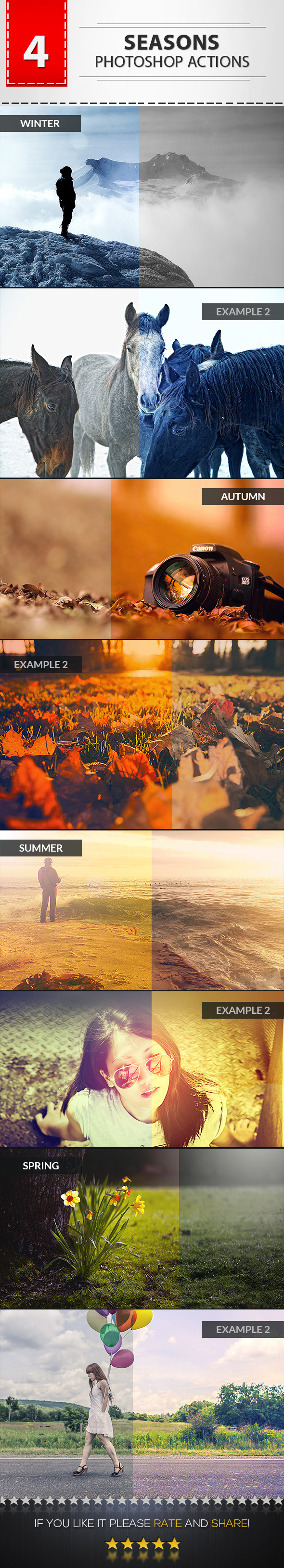 4 Seasons Photoshop Actions - Photo Effects Actions