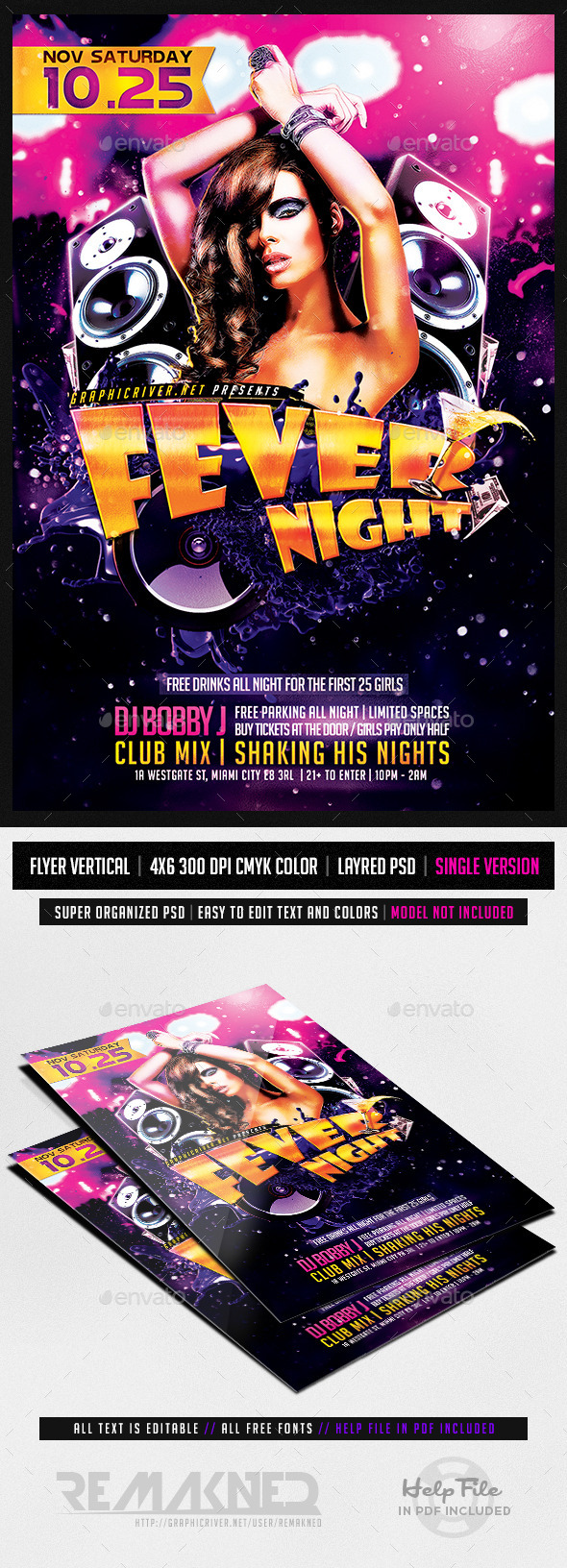 Fever Night | Flyer Template PSD - Flyers Print Templates