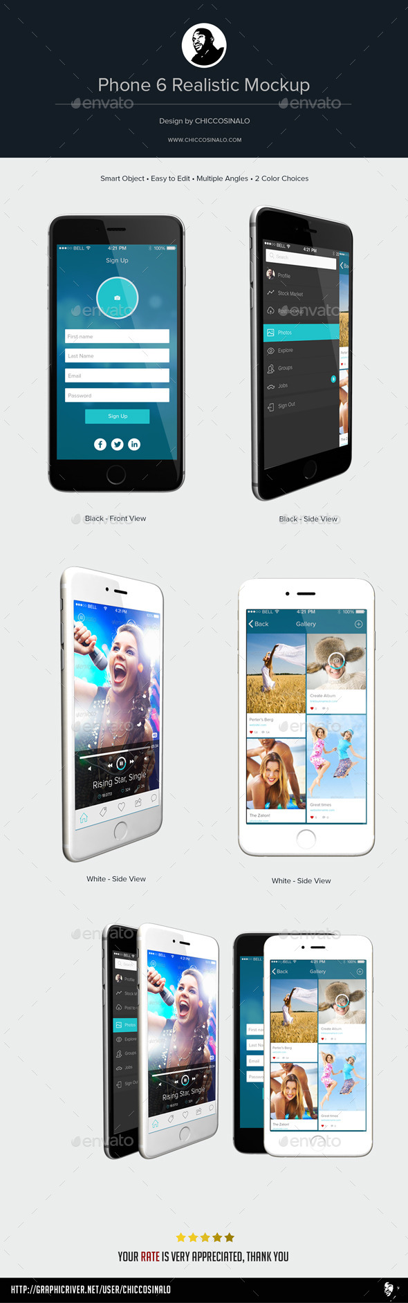 Phone 6 Realistic Mockup - Mobile Displays