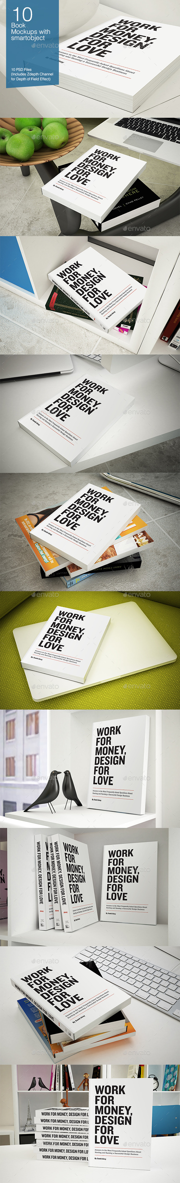 Book Mockup - 10 poses - Books Print