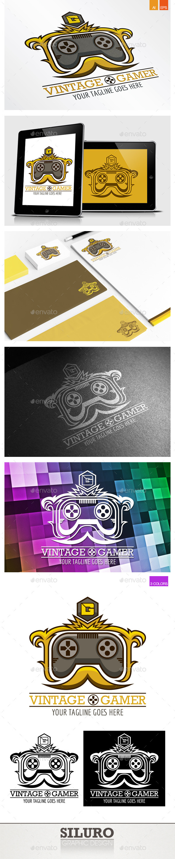Vintage Gamer Logo - Crests Logo Templates