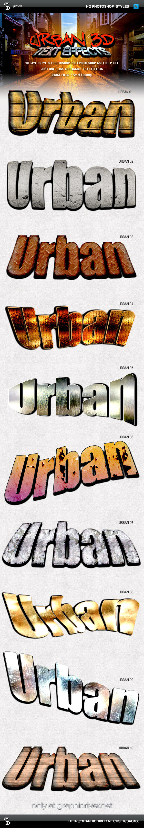 Urban Style 3D Text Effects - Text Effects Styles