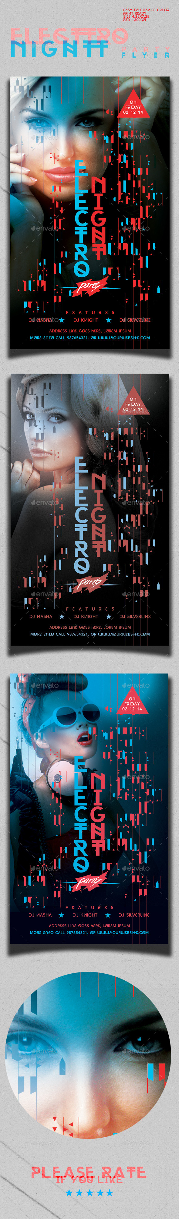 Electro Night Party Flyer Template - Clubs & Parties Events