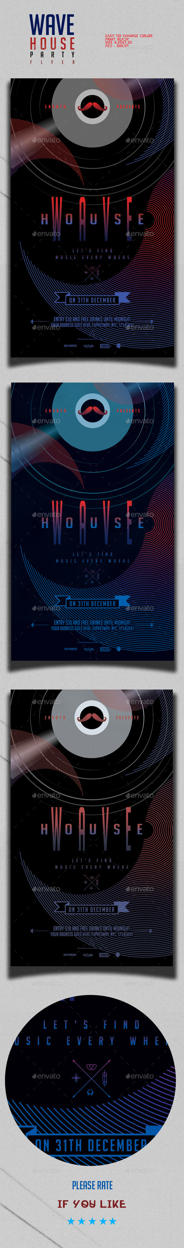 Wave House Party Flyer Template - Clubs & Parties Events