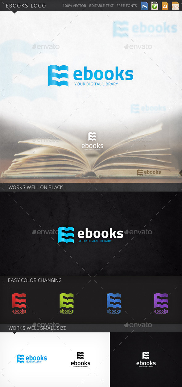 Ebooks Letter E Books Logo Template - Letters Logo Templates