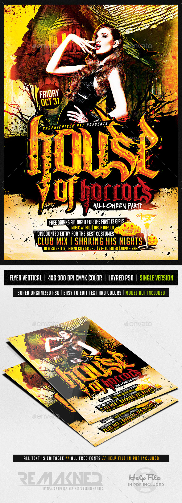 House Of Horros Party | Flyer Template PSD - Flyers Print Templates