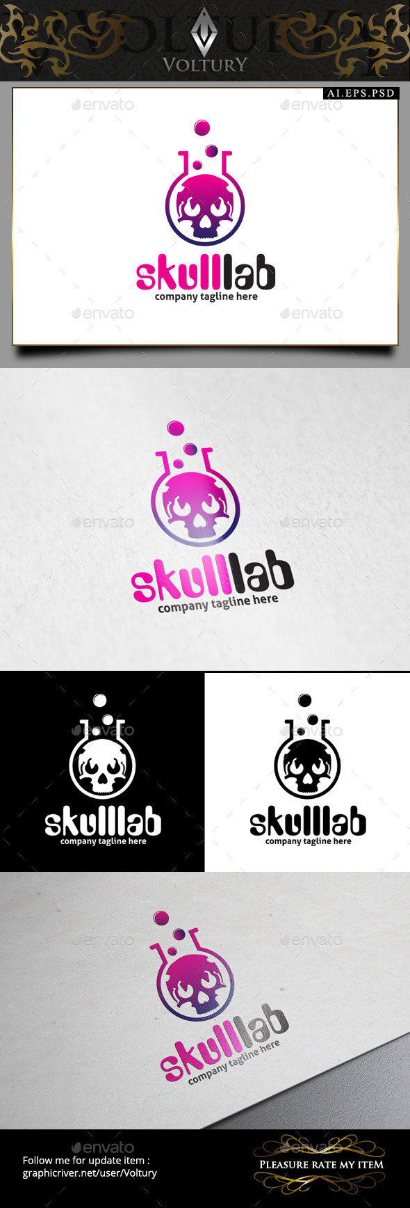 Skull Lab Logo - Symbols Logo Templates